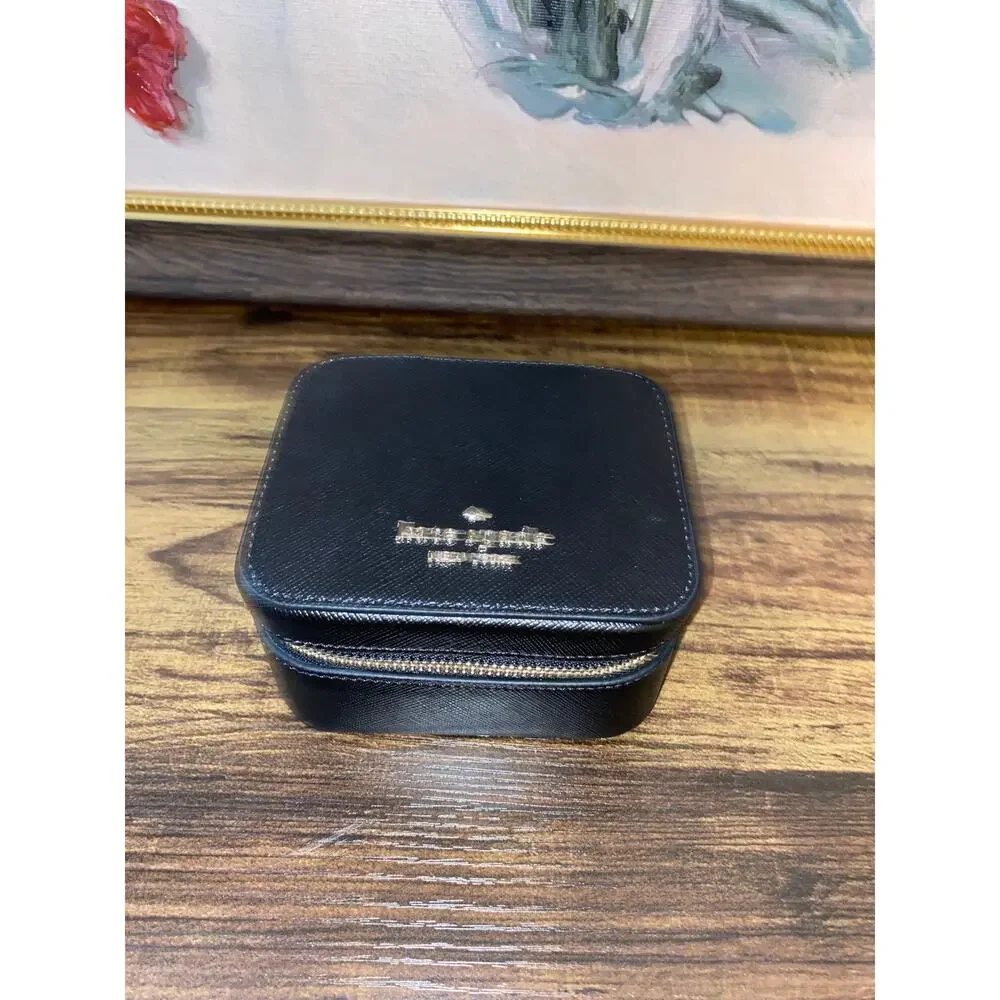 Kate Spade Staci Saffiano Leather Travel Jewelry Case Black K8066 NWT $139